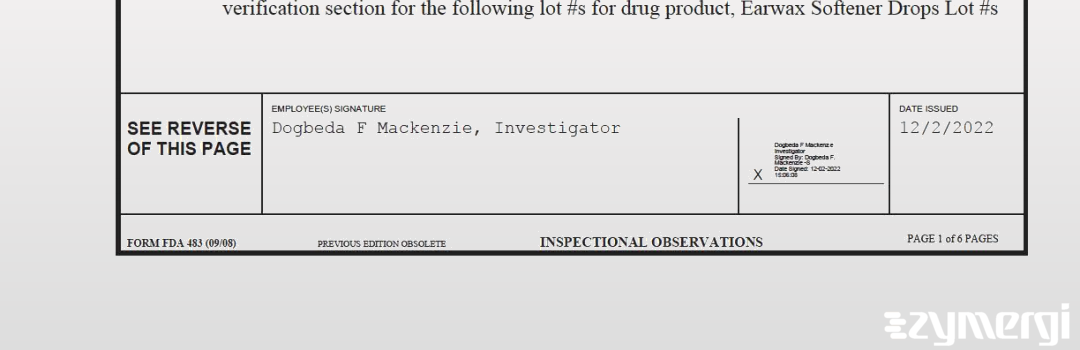 Dogbeda F. Mackenzie FDA Investigator 