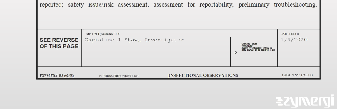 Christine I. Shaw FDA Investigator 