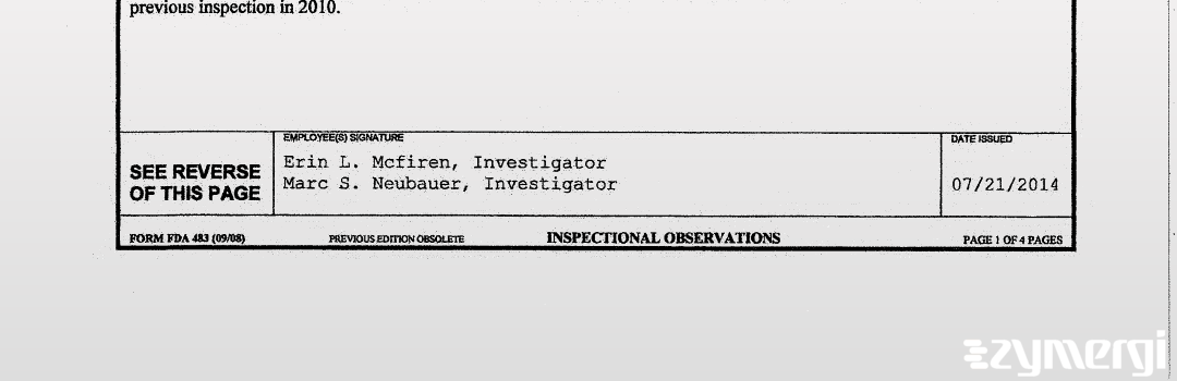 Marc S. Neubauer FDA Investigator Erin L. McFiren FDA Investigator 