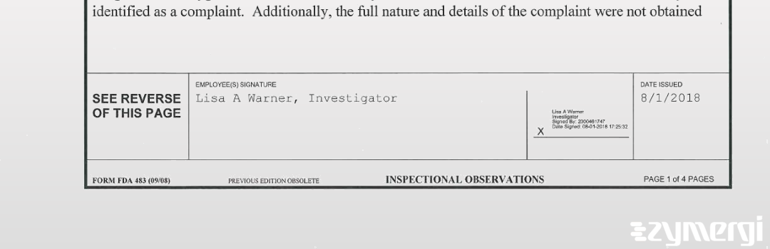 Lisa A. Warner FDA Investigator 