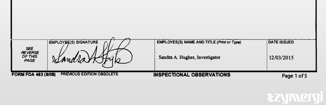 Sandra A. Hughes FDA Investigator