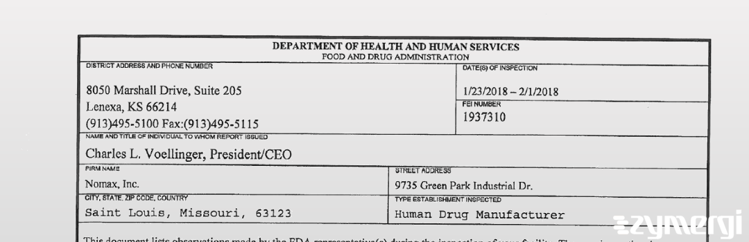 FDANews 483 Nomax Inc Feb 1 2018 top