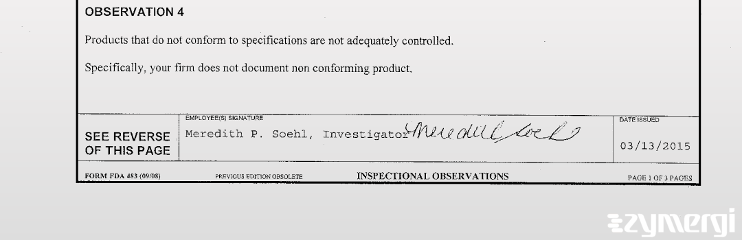 Meredith P. Soehl FDA Investigator 