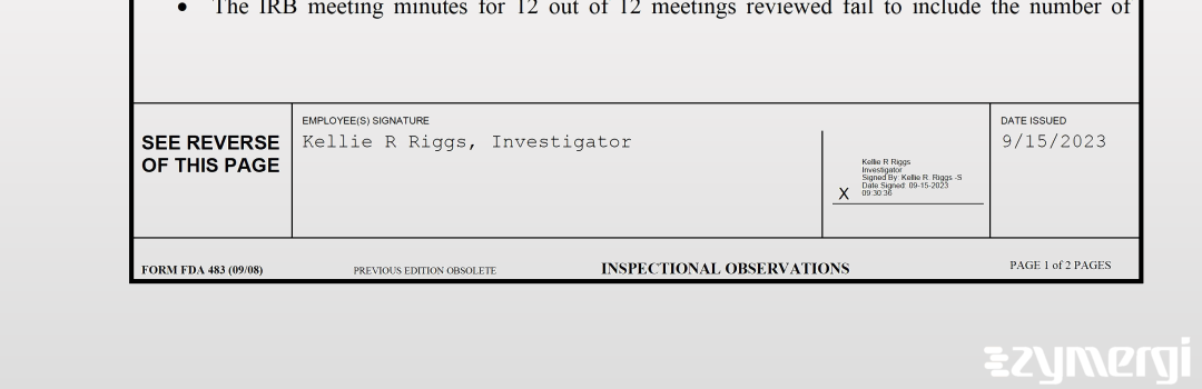 Kellie R. Riggs FDA Investigator 