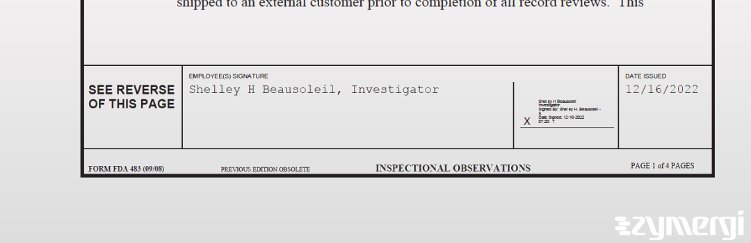 Shelley H. Beausoleil FDA Investigator 