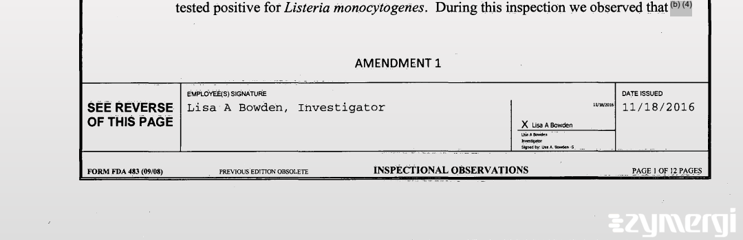 Lisa A. Bowden FDA Investigator Christopher S. Genther FDA Investigator Andrew K. Haack FDA Investigator