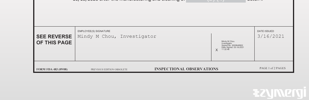 Mindy M. Chou FDA Investigator 