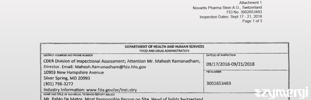 FDANews 483 Novartis Pharma Stein AG Sep 21 2018 top