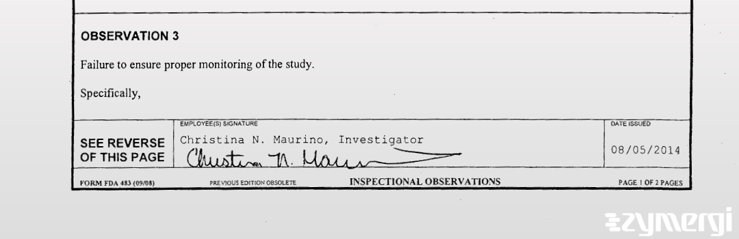 Christina N. Maurino FDA Investigator 