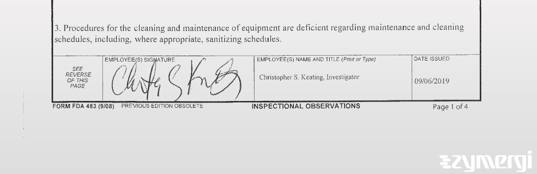 Christopher S. Keating FDA Investigator 