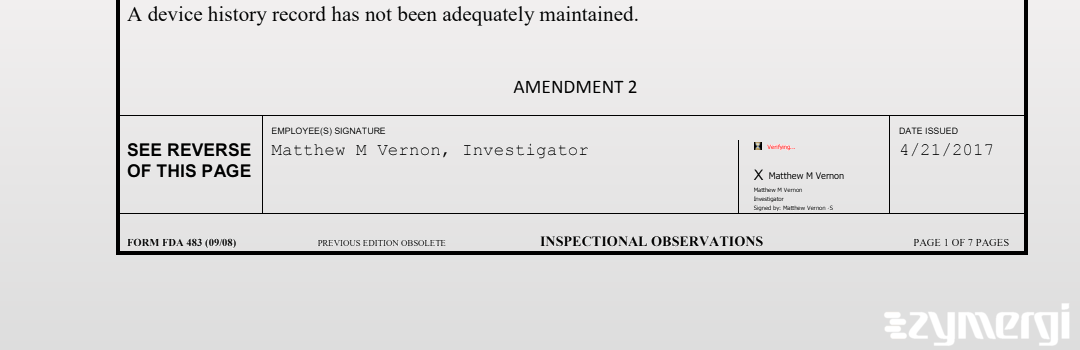 Matthew M. Vernon FDA Investigator 