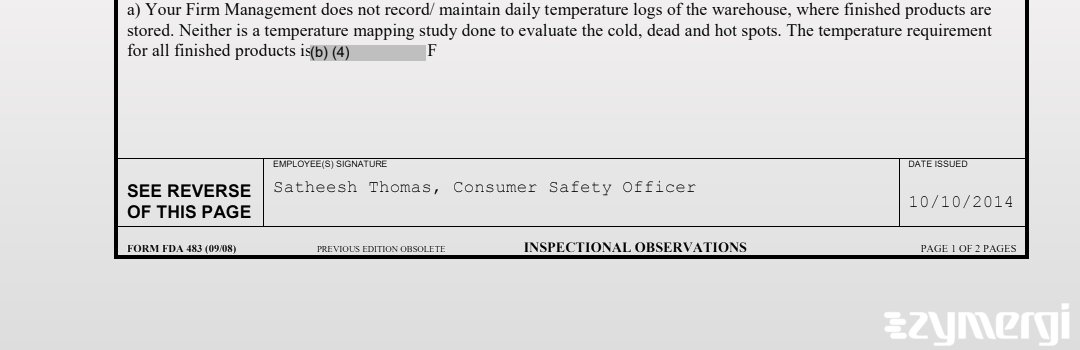 Satheesh Thomas FDA Investigator 