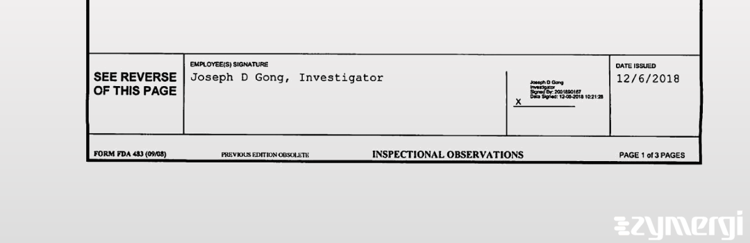 Joseph D. Gong FDA Investigator