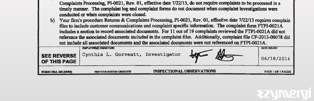 Cynthia L. Gorveatt FDA Investigator