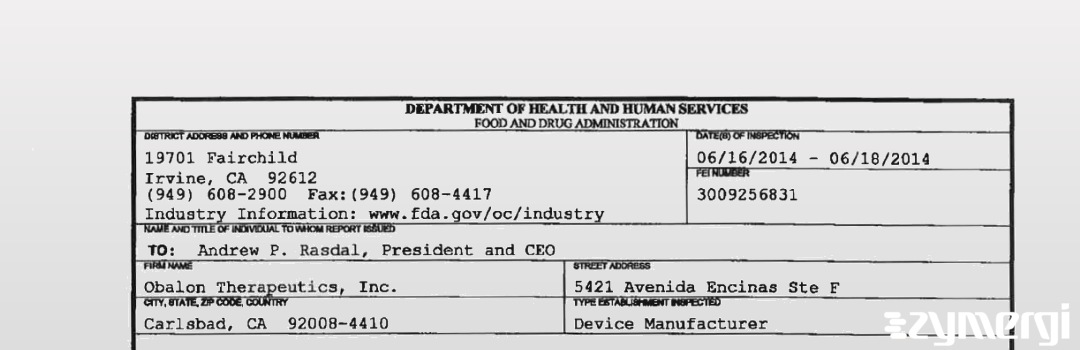 FDANews 483 Obalon Therapeutics Inc Jun 18 2014 top