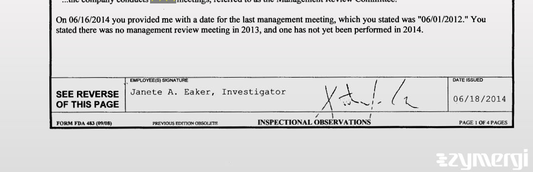 Janete A. Eaker FDA Investigator 