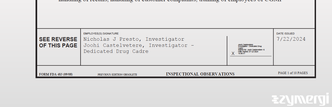 Nicholas J. Presto FDA Investigator Joohi Castelvetere FDA Investigator 