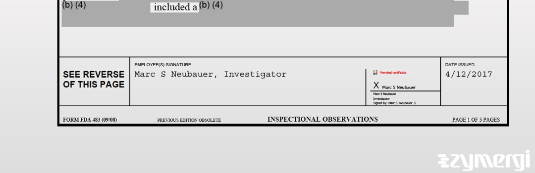 Marc S. Neubauer FDA Investigator 