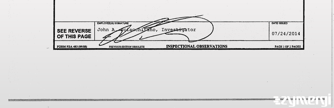 John A. Sciacchitano FDA Investigator 