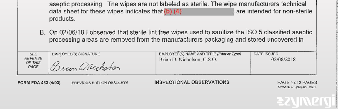 Brian D. Nicholson FDA Investigator