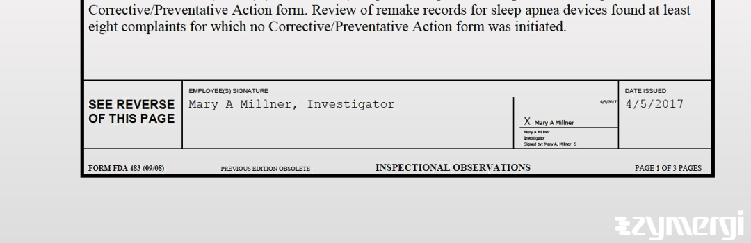 Mary A. Millner FDA Investigator 