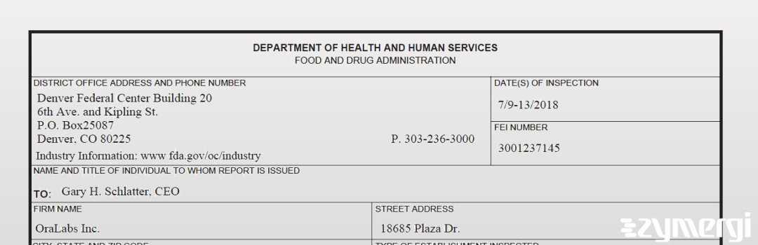 FDANews 483 OraLabs, Incorporated Jul 13 2018 top