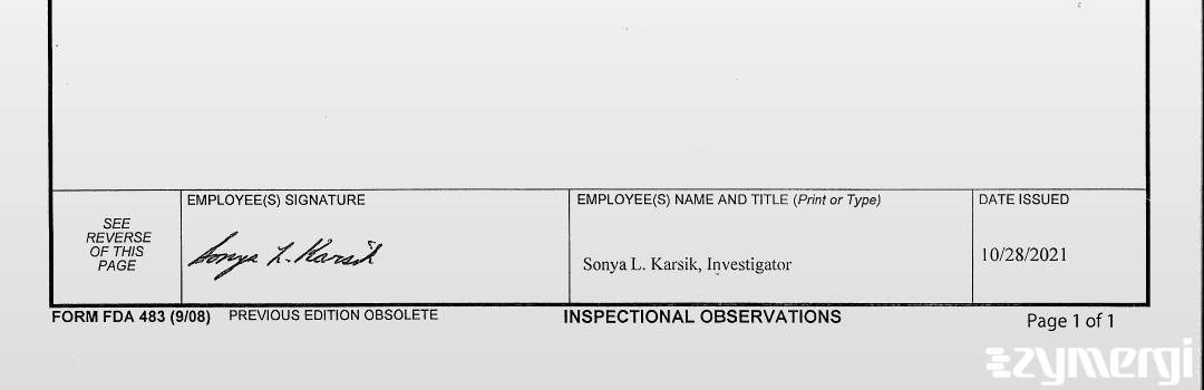 Sonya L. Karsik FDA Investigator 