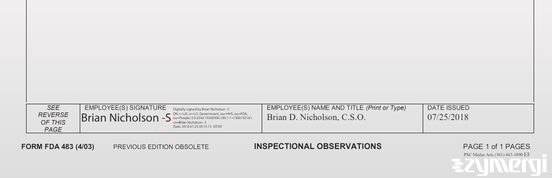 Brian D. Nicholson FDA Investigator 