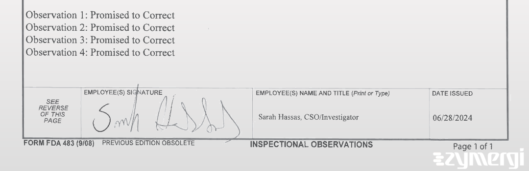 Sarah A. Hassas FDA Investigator 