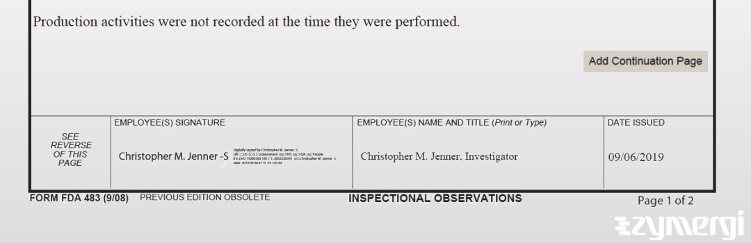 Christopher M. Jenner FDA Investigator 