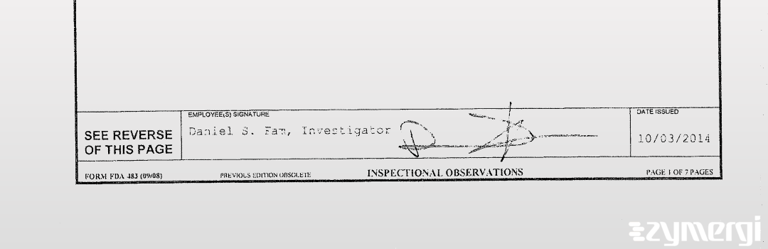 Daniel S. Fam FDA Investigator 