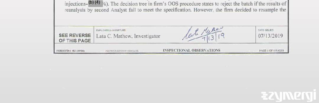 Lata C. Mathew FDA Investigator 