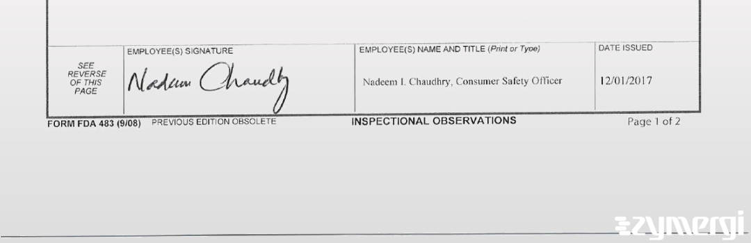 Nadeem I. Chaudhry FDA Investigator