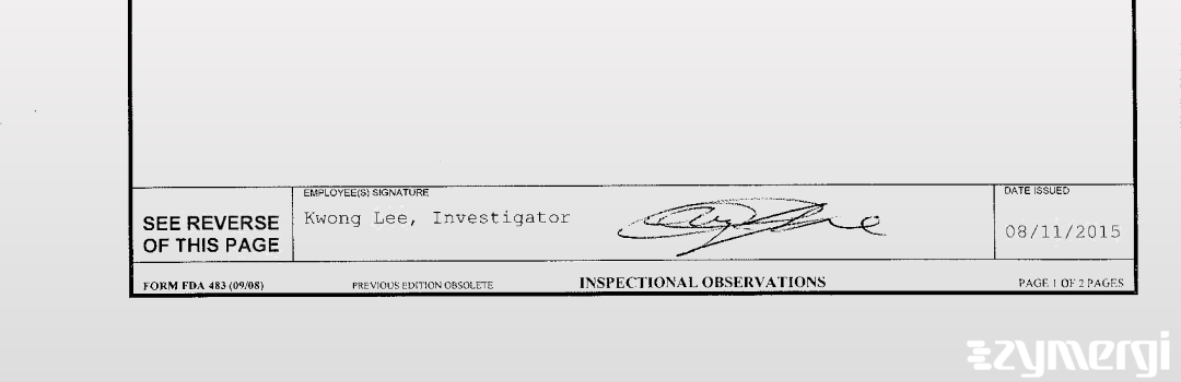 Kwong P. Lee FDA Investigator