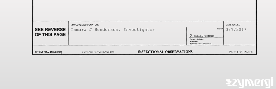 Tamara J. Henderson FDA Investigator