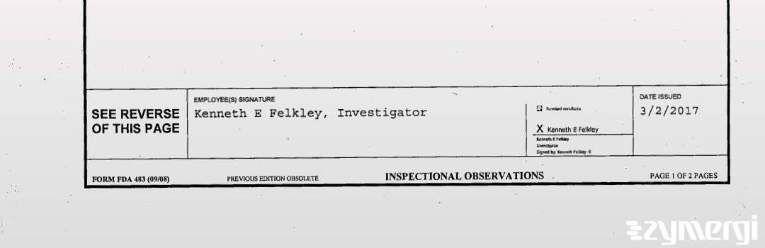 Kenneth E. Felkley FDA Investigator 