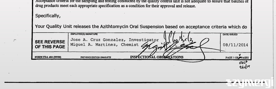 Miguel A. Martinez FDA Investigator Jose A. Cruz Gonzalez FDA Investigator Cruz Gonzalez, Jose A FDA Investigator