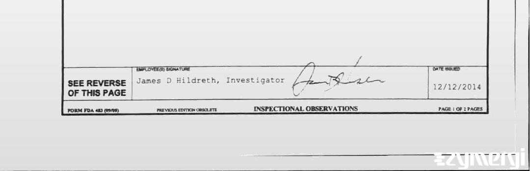 James D. Hildreth FDA Investigator 