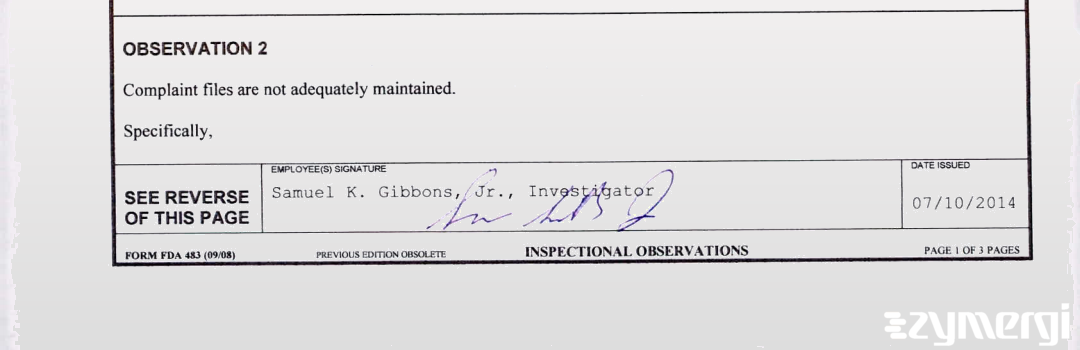 Samuel K. Gibbons FDA Investigator 