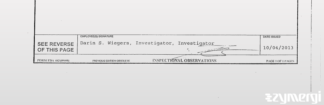 Darin S. Wiegers FDA Investigator 