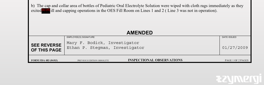 Ethan P. Stegman FDA Investigator Mary F. Bodick FDA Investigator 