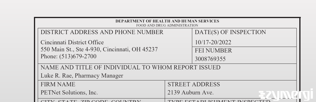 FDANews 483 PETNET Solutions, Inc. Oct 20 2022 top