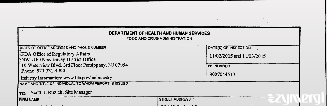 FDANews 483 PETNET Solutions, Inc. Nov 3 2015 top