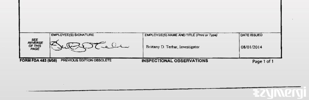 Brittany D. Terhar FDA Investigator 