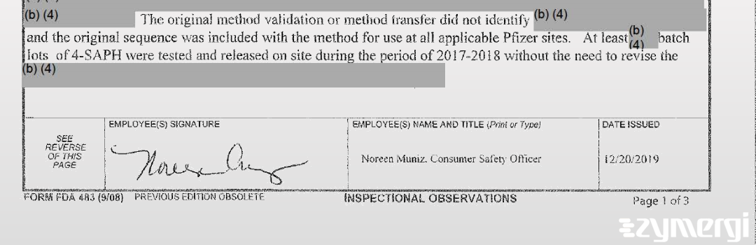 Noreen Muniz FDA Investigator 