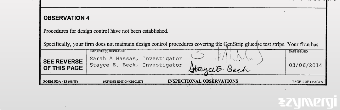 Sarah A. Hassas FDA Investigator 