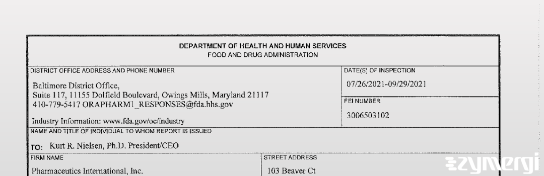 FDANews 483 Pharmaceutics International, Inc. Sep 29 2021 top
