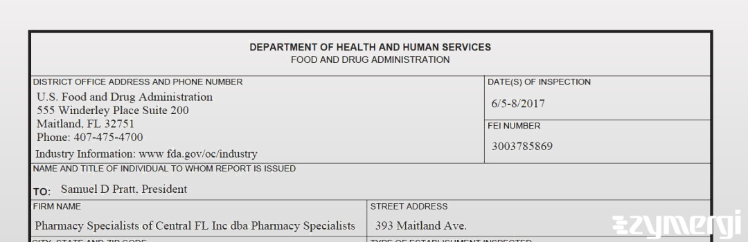 FDANews 483 Pharmacy Specialist Jun 8 2017 top