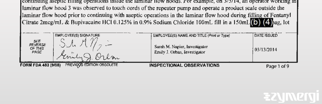 Emily J. Orban FDA Investigator Sarah M. Meng FDA Investigator Sarah M. Napier FDA Investigator 