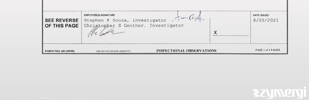 Stephen R. Souza FDA Investigator Christopher S. Genther FDA Investigator
